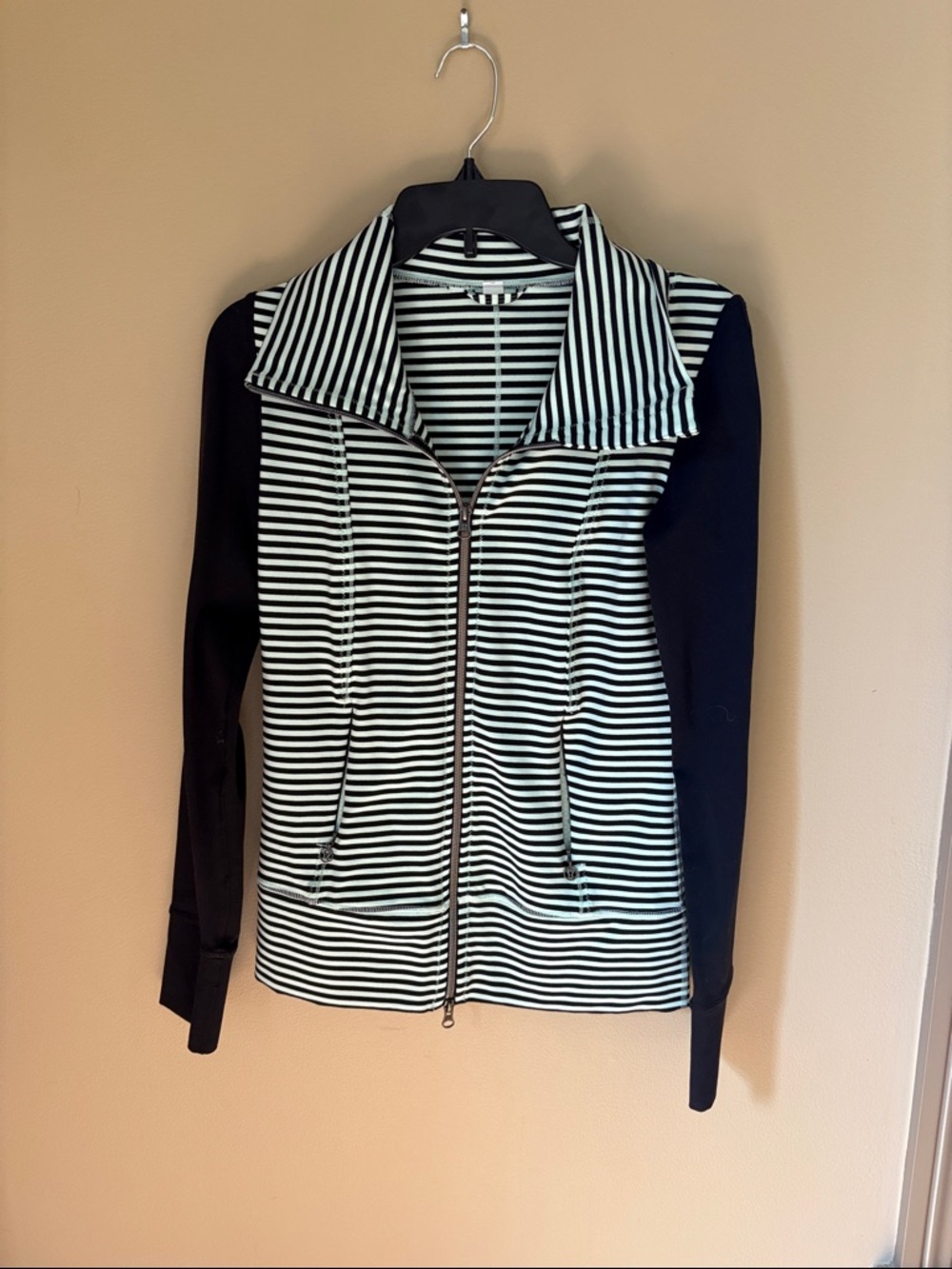 lululemon athletica Black and White Striped Zip-Up Jacket